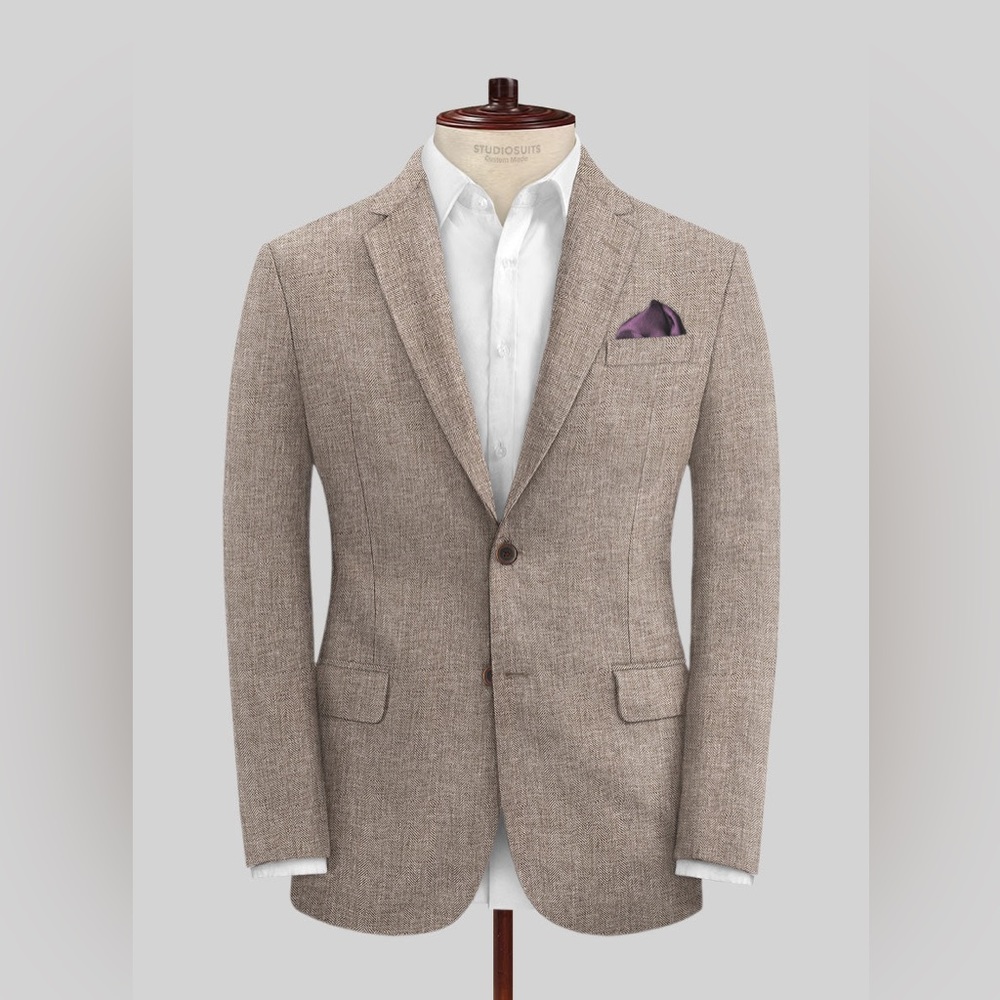 Solbiati Herringbone Brown Linen Blazer